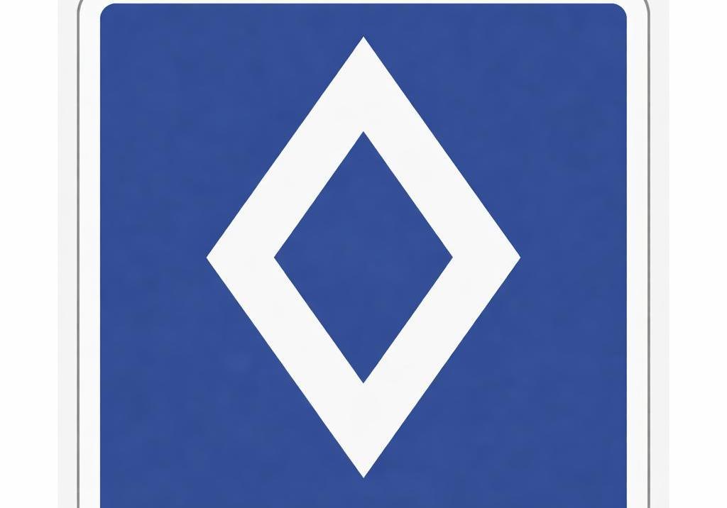 Cartello stradale blu con rombo bianco