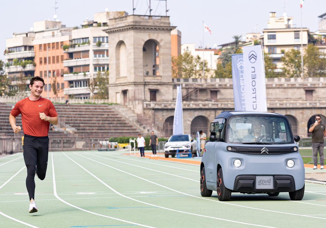 Citroen Ami e Filippo Tortu gara