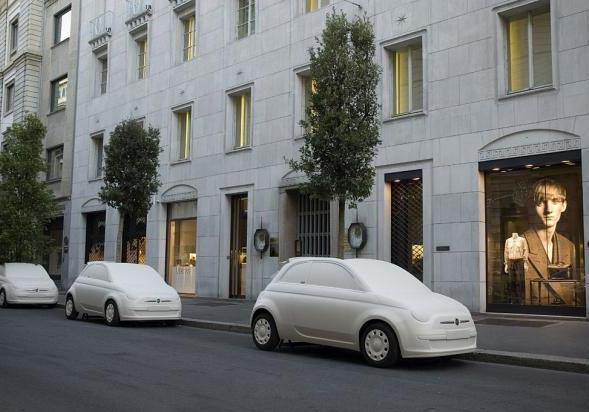 Fiat 500C in vetroresina per il progetto ?Per fare un albero?