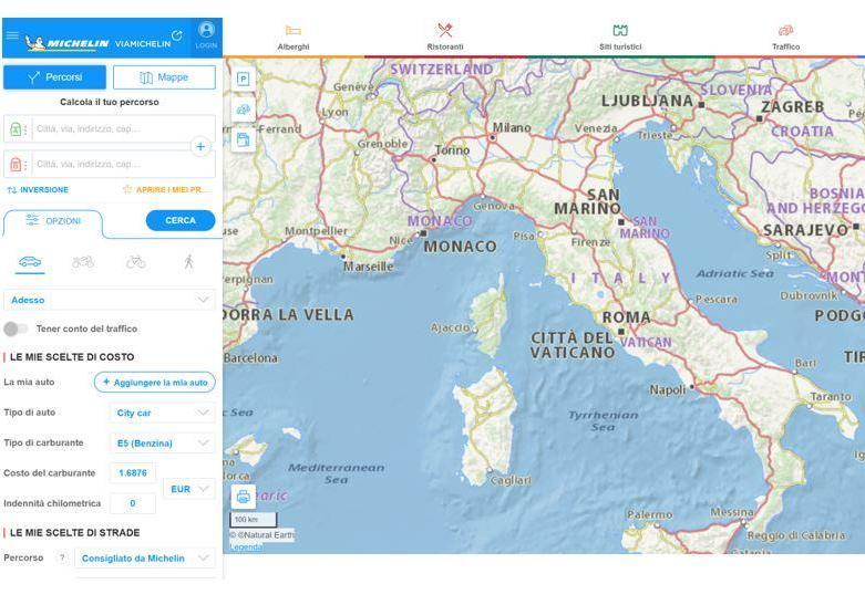 Mappa Via Michelin