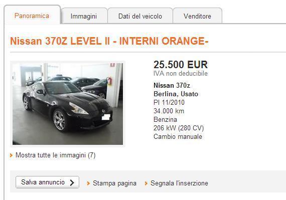 Nissan 370Z usata del 2010