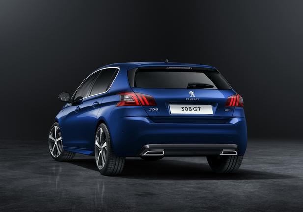 Nuova Peugeot 308 blu tre quarti posteriore