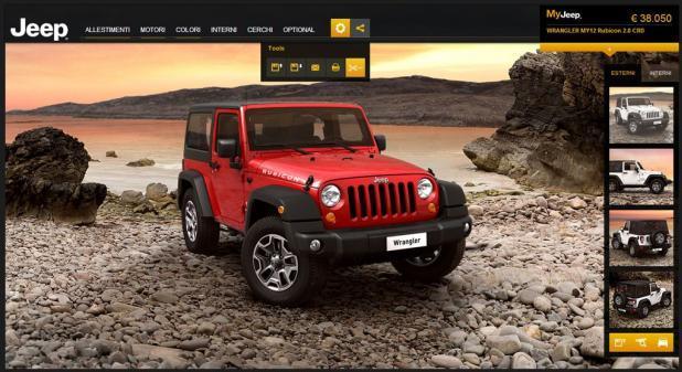 Screenshot del car configurator Jeep Wrangler anteriore