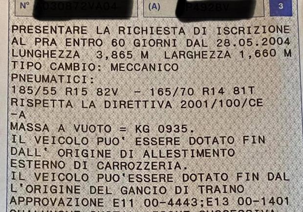 Foglio 3 carta di circolazione