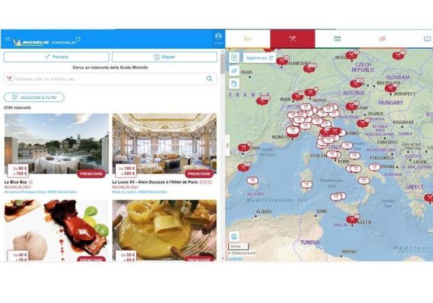 Selezione ristoranti mappa Via Michelin