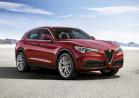 Alfa Romeo Stelvio rossa tre quarti anteriore