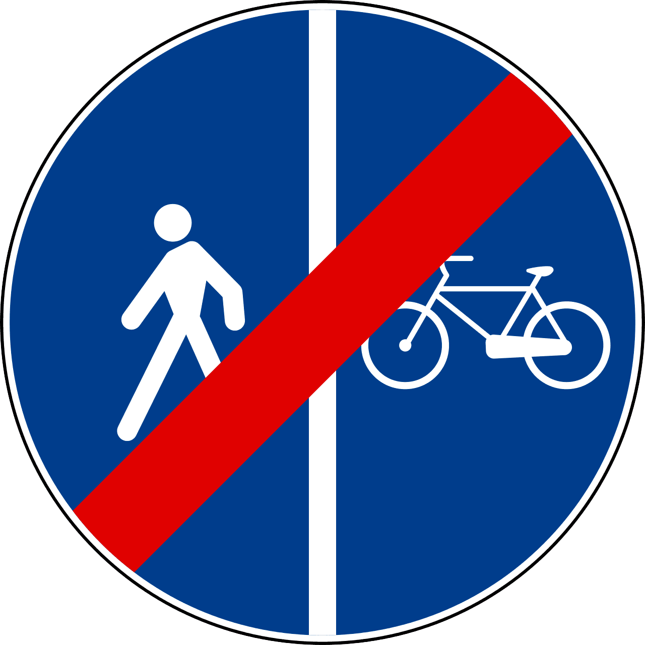 fine pista ciclabile accanto a marciapiede