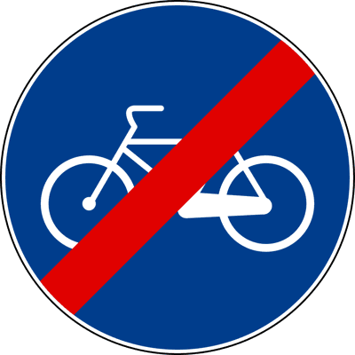 Fine percorso riservato a biciclette