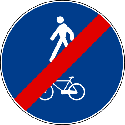 Fine percorso unico per pedoni e ciclisti