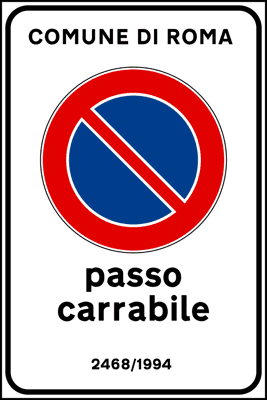 Divieto sosta per passo carrabile